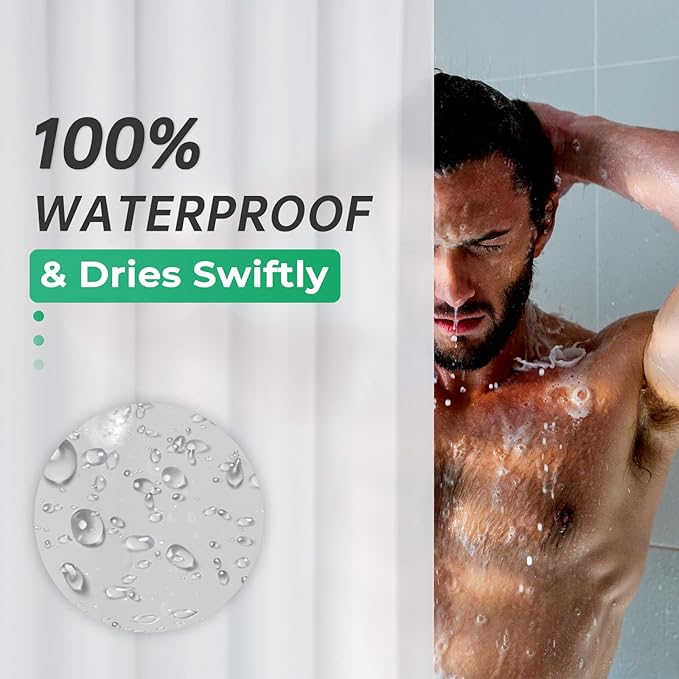 AmazerBath Extra Long, 8G Heavy Duty Plastic, 96 Length, Weighted Tall 72 x 96 Frosted, Bathroom Shower Curtain Liners with 3 Weights
