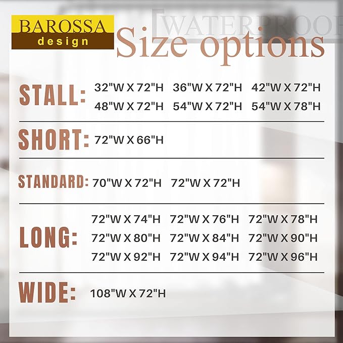 Barossa Design Waterproof Extra Wide Fabric Shower Curtain Liner Microfiber 108" W x 72" H - Hotel Quality, Machine Washable, White Shower Liner for Bath Tub, 108x72