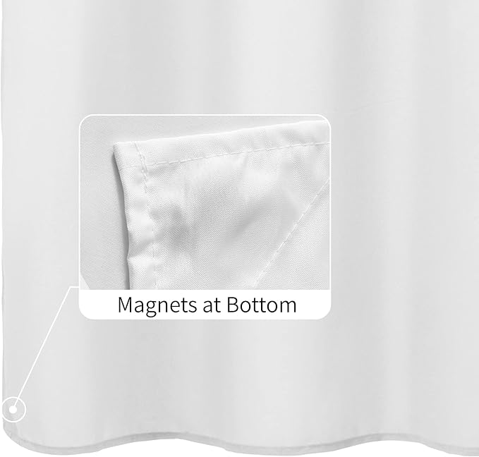 ALYVIA SPRING Long Fabric Shower Curtain Liner Waterproof - 72" x 74", Soft & Lightweight Longer Shower Curtain with Magnets, Machine Washable - 72x74, White