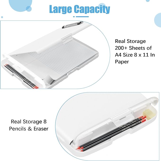 Hongri Clipboard with Storage with Pen Holder, Folder Nursing Clip Board 8.5 x 11 Foilo-Side Opening, High Capacity, Light Weight for Teachers, Classroom. Size 14 x 9.6 x 1.2 in(White)