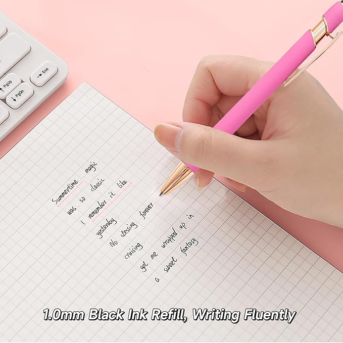 Pink Pens for Women, 6 Pcs Cute Pens Ballpoint Pen Bulk, 1.0mm Medium Point Black Ink, Office and School Supplies Fancy Nice Pen Gifts for Girls Nurse Teacher (Pink)