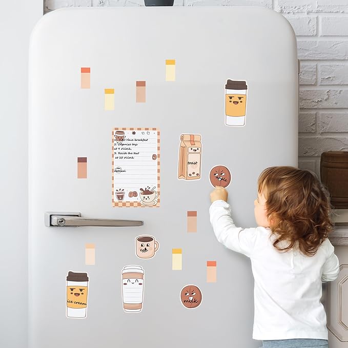 B1ykin Cute Sticky Notes Set - Better Latte Than Never Self-Stick Notes Pad, 550 Sheets Writing Memo Pages Sticky Notepad for Teacher Appreciation Gifts, School Office Party Favors Supplies (Latte)