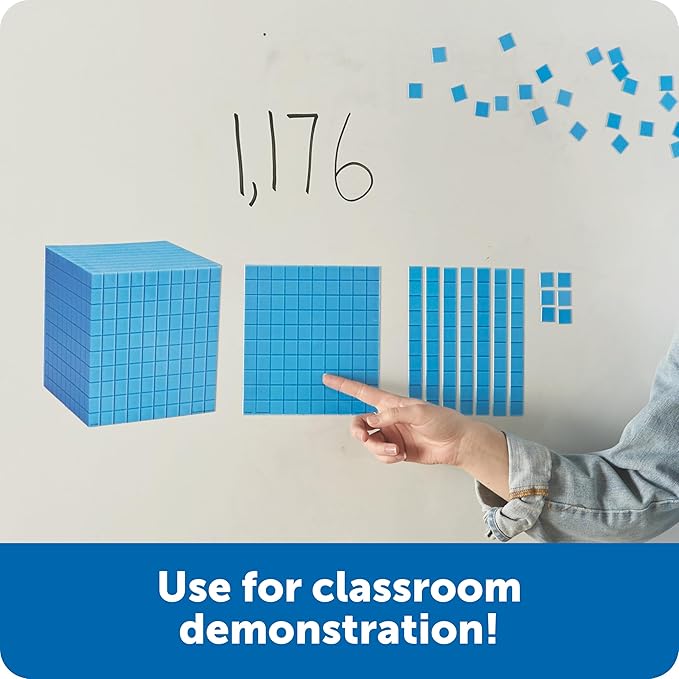 Learning Resources Giant Magnetic Base Ten - Math Manipulatives, Teacher Supplies, Back to School, Counting Cubes for Kids, 131 Piece Set