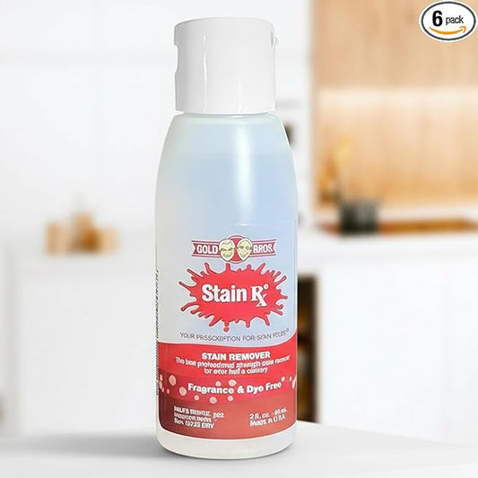 Stain Remover, Effectively Eliminates Stains from Wine, Berries & Blood on Fabrics, Carpets, Upholstery & Jewelry, Dye-Free, Bleach-Free, Made in USA, 2 fl. oz. (6 Pack) with a Flip-Top Cap