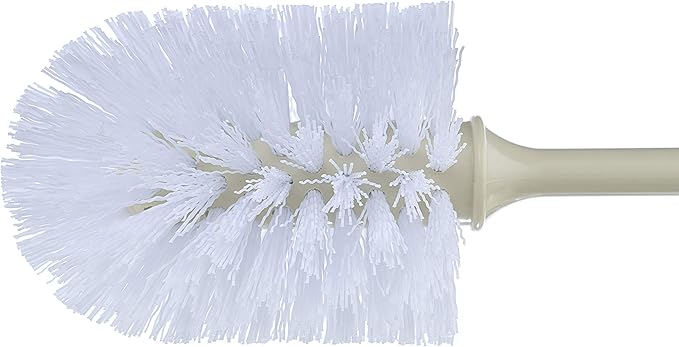 Superio Beige Toilet Brush Heavy Duty Durable Bristles with Long Handel Comfort Grip