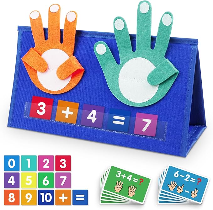 Auchq Preschool Learning Toys for Toddlers 3 4 5 Years Old, Montessori Educational Math Manipulates Number Counting Blocks for Kids, Finger Counting Math Desktop Toy for Boys Girls Birthday Gifts.