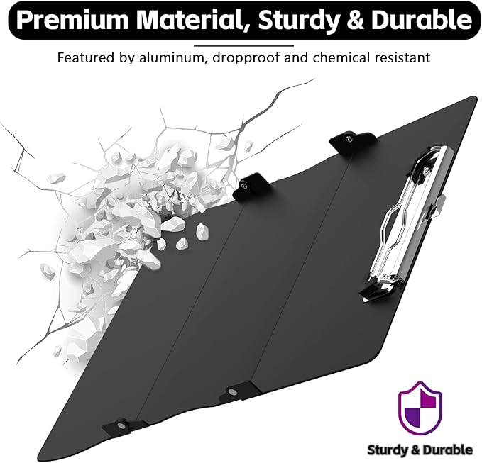 Nursing Clipboard Foldable Clipboard: Medical Nurse Clipboards with Nursing Cheat Sheets Aluminum 3 Layers Pocket Size Folding Clipboard Profile Clip for Nurses Students Doctors Black