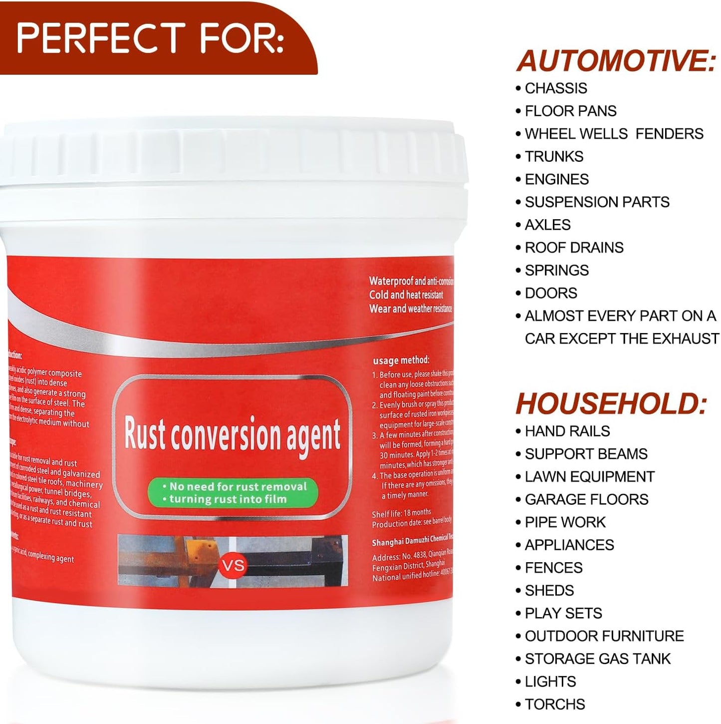 Water-Based Metallic Paint,Rust Removal Converter Metallic Paint,Rust Remover Converter for Metal, Car Anti Rust Paint Chassis Universal Rust Removal Converter with Brush (Grey)