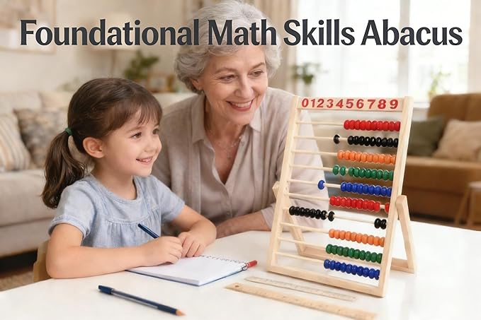 MAGIKON Wooden Counting Number Frame, 10 Rows Abacus for Kids Learning Math (11-1/2-Inch)