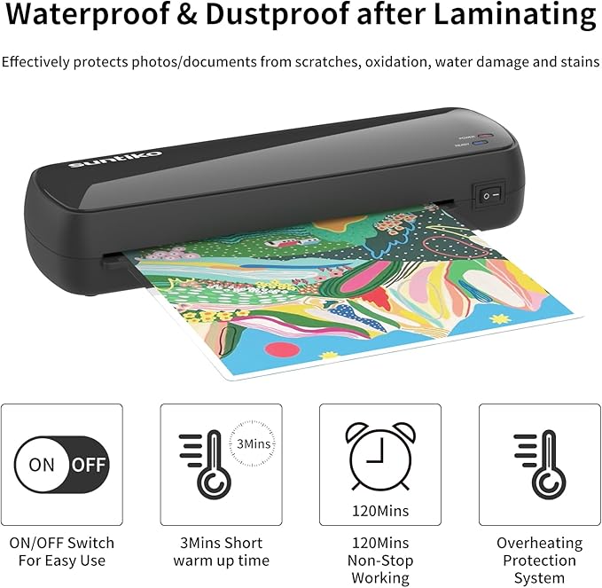 4-In-1Laminator Machine,It has Quick Warm-Up, Fast Laminating Documentation and Photos, Increases Their Long-Term Color Preservation. Suitable for Family, Office and School，A4/A5/A6 Size