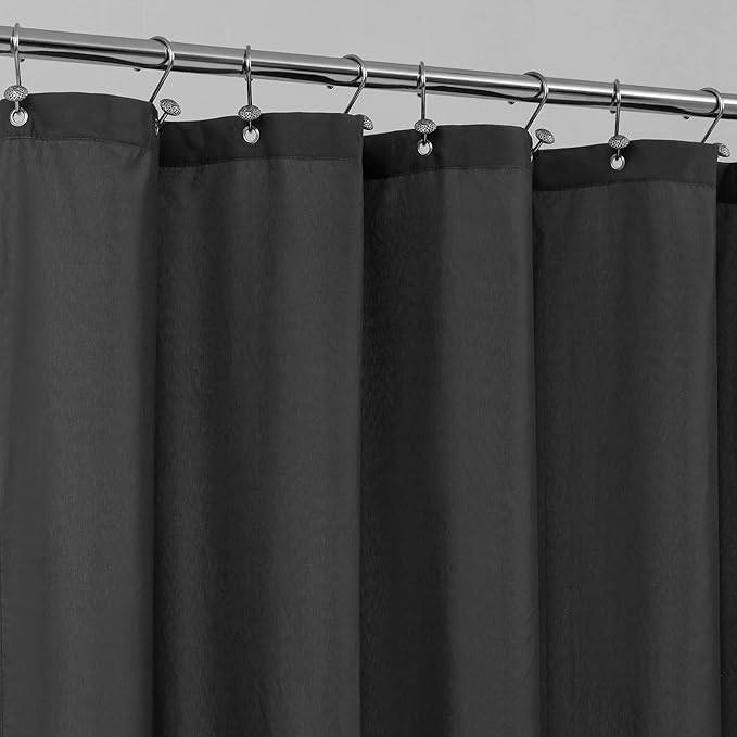 ALYVIA SPRING Stall Fabric Shower Curtain Liner Waterproof - Soft & Lightweight Small Shower Curtain with Magnets for Narrow Stall Size, Machine Washable - 36x72, Black