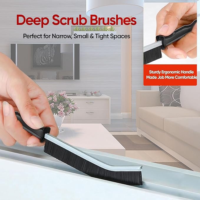 Crevice Cleaning Brush,6 Pieces Stainless Steel Bristle Brushes for Bathroom, Kitchen, Appliances,Corner,Gap Cleaning Brush