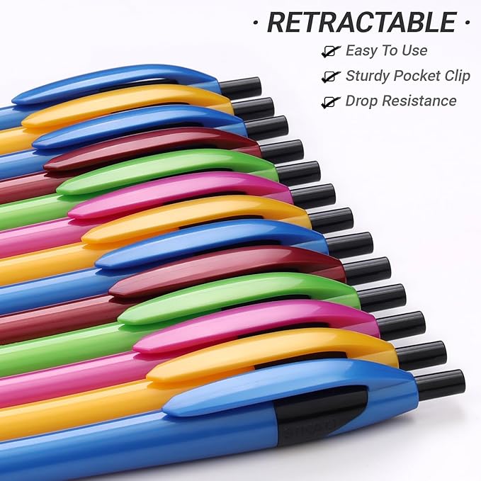 Pens Bulk, 60 Pack Gripped Slimster Ballpoint Pens Black Ink 1.0mm Medium Point Smooth Writing, Click Pens with Comfort Grip for Teachers, Students, Restaurant Servers, School & Office Use