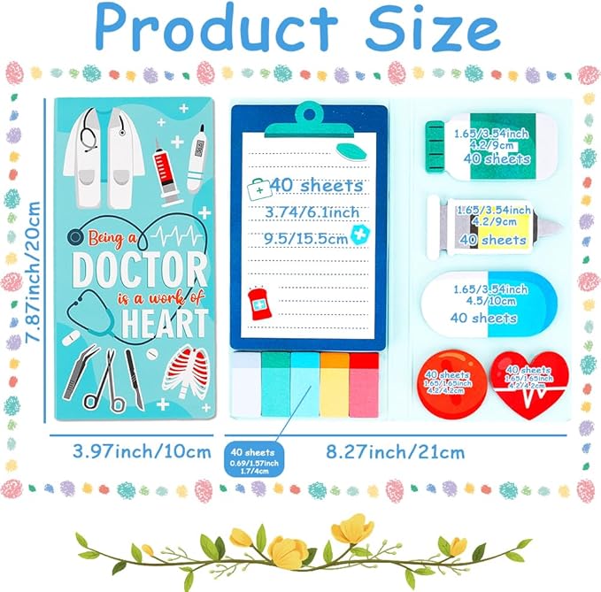 QPIXVB Doctor Gifts,Post It Notes,Doctor Sticky Notes Set,Medical Assistant Christmas Gifts,Office Supplies,440 Sheets Sticky Notes,Self-Stick Note Pads for Men Women Home School Supplies Small Gift