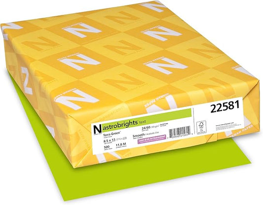 Neenah Astrobrights Premium Color Paper, 24 lb, 8.5 x 11 Inches, 500 Sheets, Terra Green (22581)