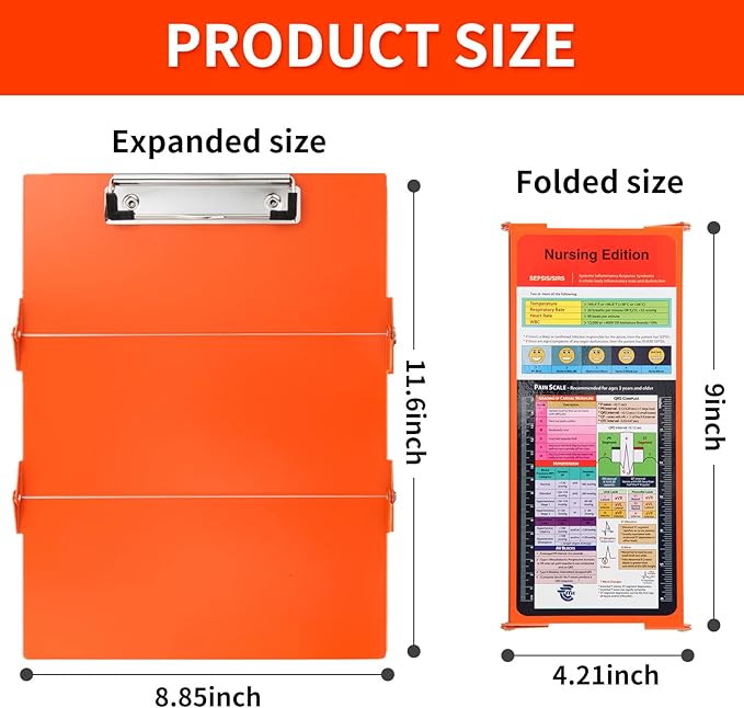 Nursing Clipboard with Nursing and Medical Edition Cheat Sheets 3 Layers Foldable Nurse Clip Boards Notepad for Students, Nurses and Doctors
