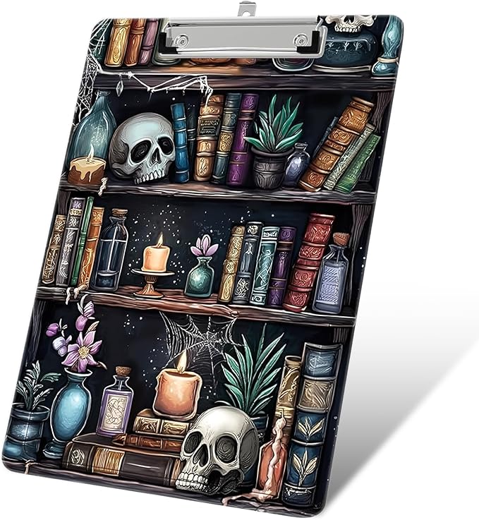 Plastic A4 Clipboards, Cute Fashion Clipboard Decorative, 12.2" x 8.7" Standard A4 Size Clipboards, Plastic Acrylic Clipboard for Teacher, Social Worker, Students,Women, Office Supplies (Bookshelf)