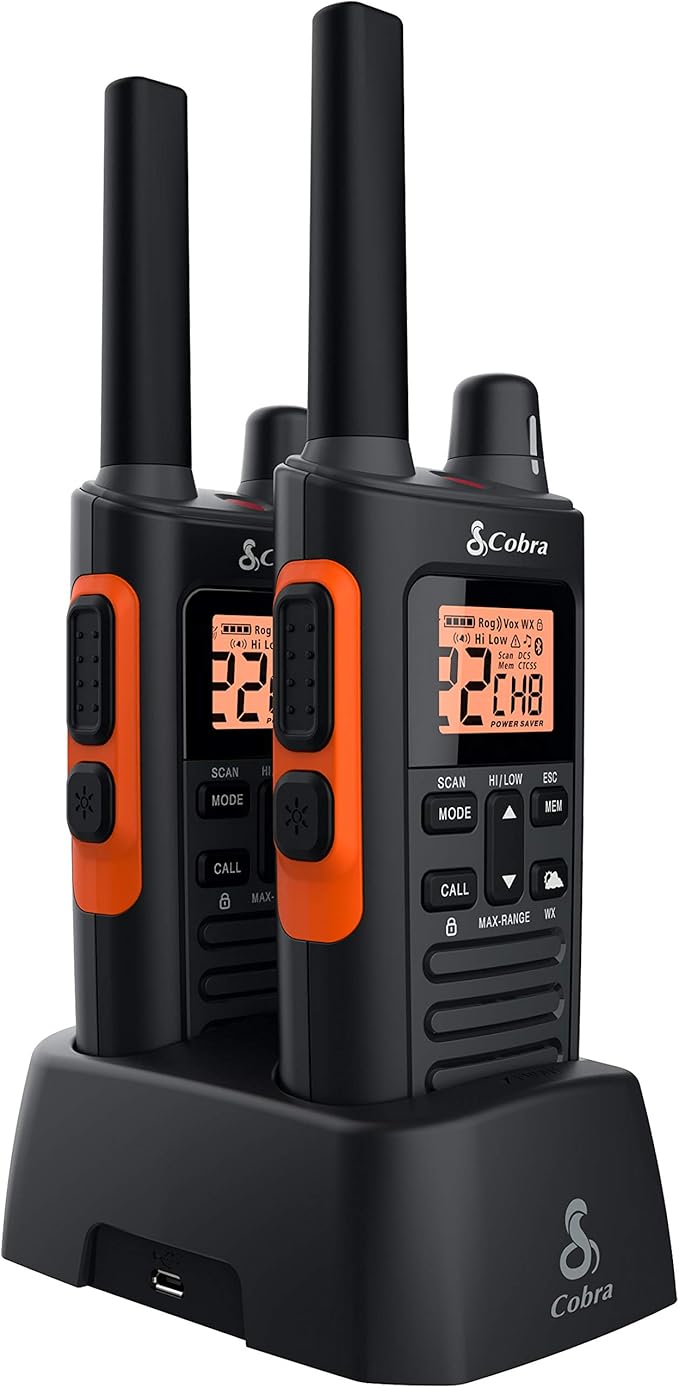 Cobra RX680 Waterproof Walkie Talkies (2-Pack) and Cobra GA-SV01 Surveillance Headset