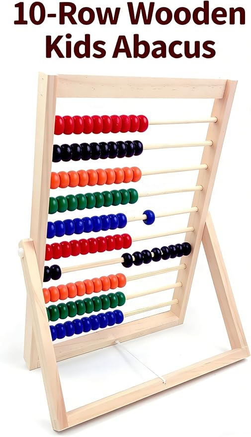 MAGIKON Wooden Counting Number Frame, 10 Rows Abacus for Kids Learning Math (11-1/2-Inch)