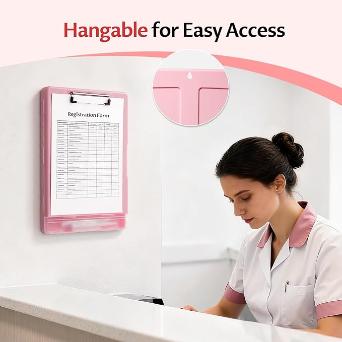 Clipboard with Storage, 8.5 x 11 Nurses Clip Board with Pen Holder and Organization Box, 3 Pack Side-Opening Plastic Clipbboards Storage for Teachers, Office, Kids (Purple, Pink, Green)