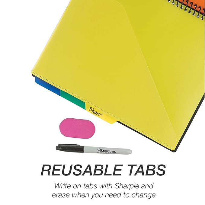 Samsill Spiral Folder Organizer - 5 Dividers & 10 Pockets with Notepad & Clipboard, Multi Pocket Color Cordinated Folder Binder with Customizable Tabs, Document Organizer (Basic)