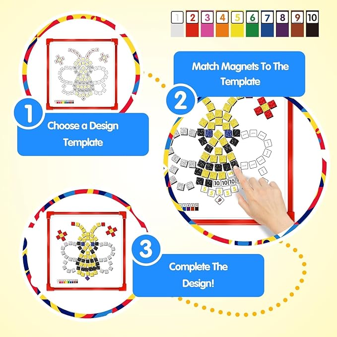 Learning Educational STEM Toy,Mosaic Magnetic Puzzle,330 Foam Building Blocks with 20 Patterns,Math Counting Activities, Montessori Sensory Art Kit Gift for Boy Girl Kids 4 5 6 7+
