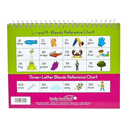 Really Good Phonics Decodable Readers Flip Chart - L- and R-Blends and Three-Letter Blends - Reading Games for Kids, Learning Activities, Homeschool & Classroom Must Haves