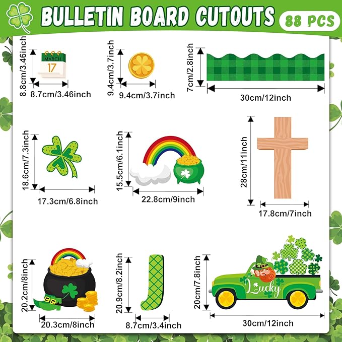 gisgfim St. Patrick's Day Jesus Bulletin Board Decorations Jesus is Our Rock Bulletin Board Set Happy St.Patrick Luck Shamrock Clover Cutouts Borders Decor for Irish Classroom Home Wall(St. Patrick's)