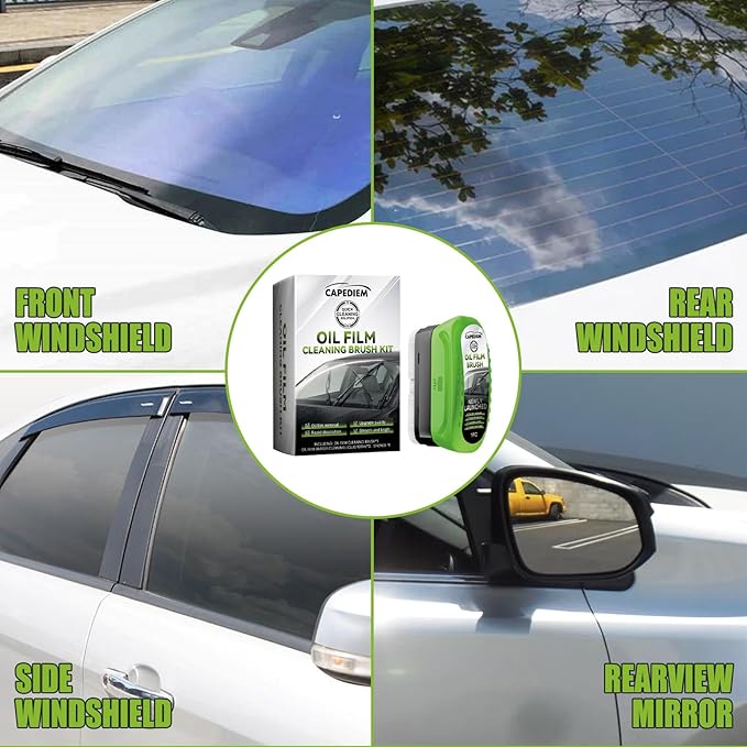 Automotive Oil Film Cleaning Brush for Car Windows, Glass Cleaning Board, Car Windshield Cleaner, Suitable for Windshield Glass Oil Film Remover (greener-L)