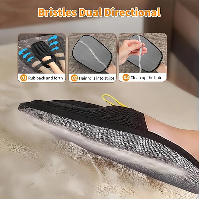 New Improved Pet Hair Removal Gloves (5-Finger Design) - Magic Reusable Gloves for Dog and Cat Hair on Furniture, Car Seats, Clothes, and Carpets - Electrostatic Beauty Brush and Hair Removal Device
