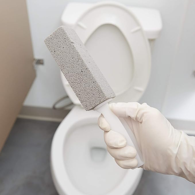 PUMIE Toilet Bowl Ring Stain Remover, Pumice Stone For Toilet, Hard Water & Tough Stains on Kitchen, Sinks, Tubs, Shower & Grills, Safe for Porcelain, TBR-6 Pumice Scouring Stick w/Handle - Pack of 6