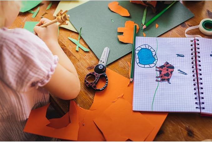 Fiskars Children's Animal Scissors with Ladybird Motif, From 4 Years, Length: 13 cm, For Right and Left Handers, Stainless Steel Blade/Plastic Handles, Red, 1004612