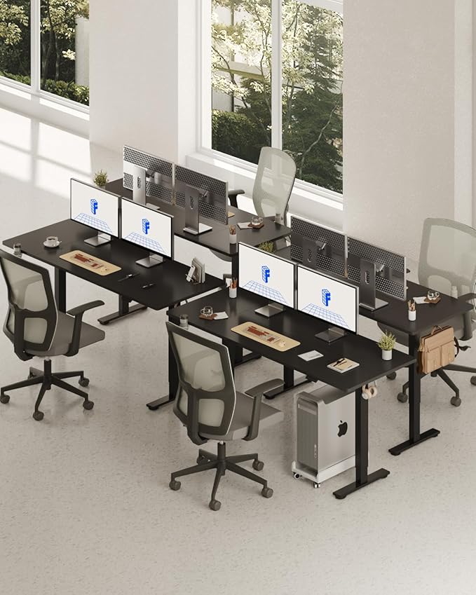 FLEXISPOT 71x32 Inch Electric Large Standing Desk for Home & Office, Spacious Splice Board Desk with Cable Management & Organizer, Cup Holder & Hook, Black