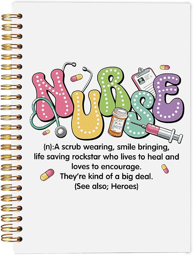 Ecezatik Nurse Appreciation Gifts Notebook, Groovy Nurse Journal, Nursing Medical Graduation Gifts, Nursing Aesthetic Spiral Notebook 5.5x8.3 Inch