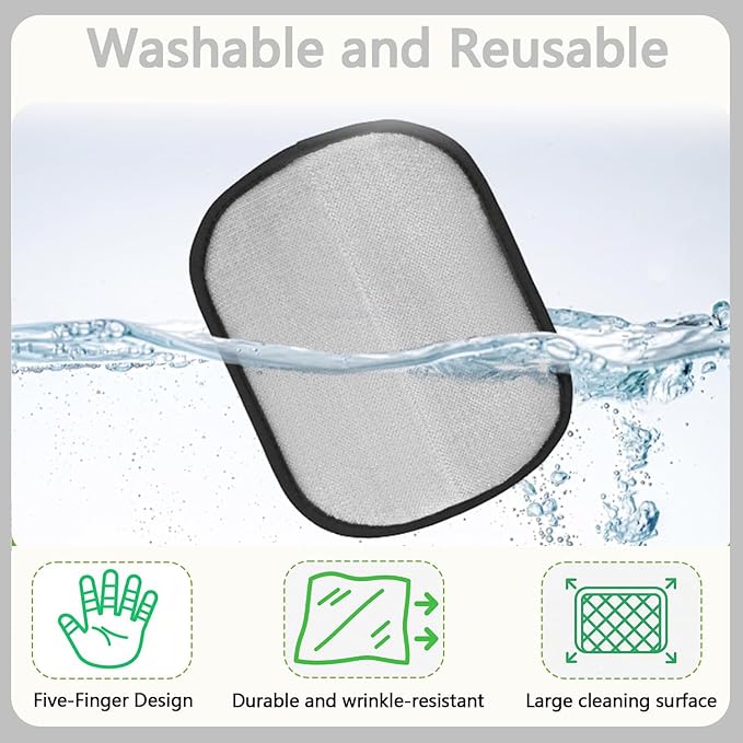 2-Pack Electrostatic Pet Hair Remover Gloves - Reusable Dog & Cat Hair Removal Brush for Furniture,Car Interiors,Bedding and Clothing