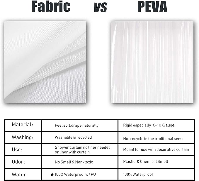 Barossa Design Waterproof Fabric Shower Curtain or Liner Microfiber 72" W x 74" H - Hotel Quality, Machine Washable, White Shower Curtain Liner for Bath Tub, 72x74 Inches
