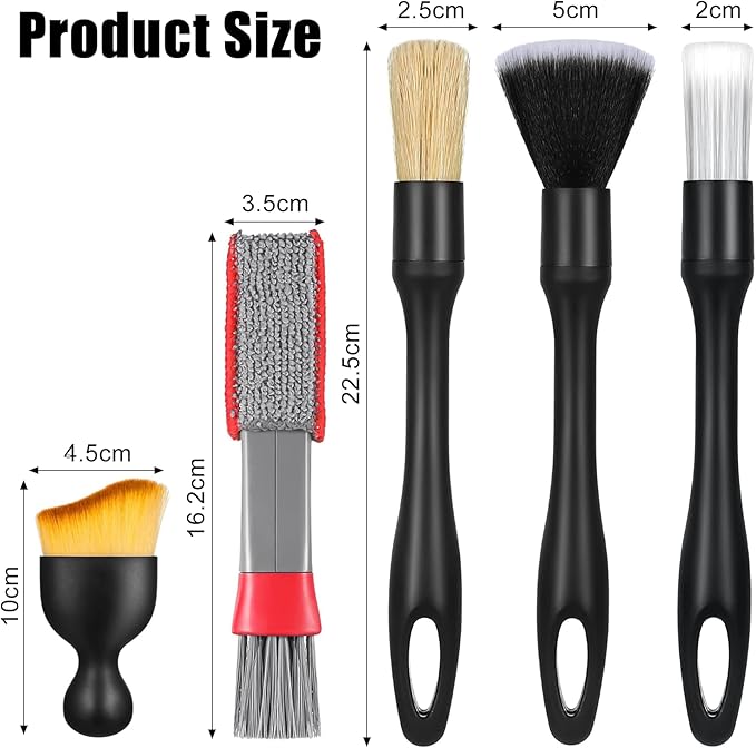 Car Detailing Brush, 7 PCS Car Interior Brush Set, Automotive Interior Dusting Brush, Car Cleaning Brush for Cleaning Car Interior Exterior, Air Vents, Dashboard Engines Leather Wheel