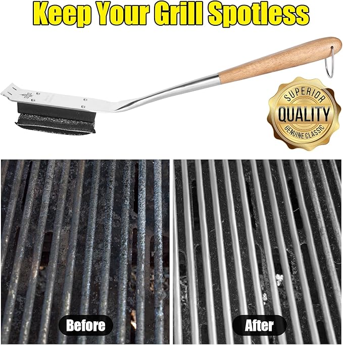 BBQ Replaceable Scraper Cleaning Head, Durable for Cast Iron or Stainless-Steel Grates, Barbecue Cleaner (Only Replaceable Cleaning Head No Grill Brush)