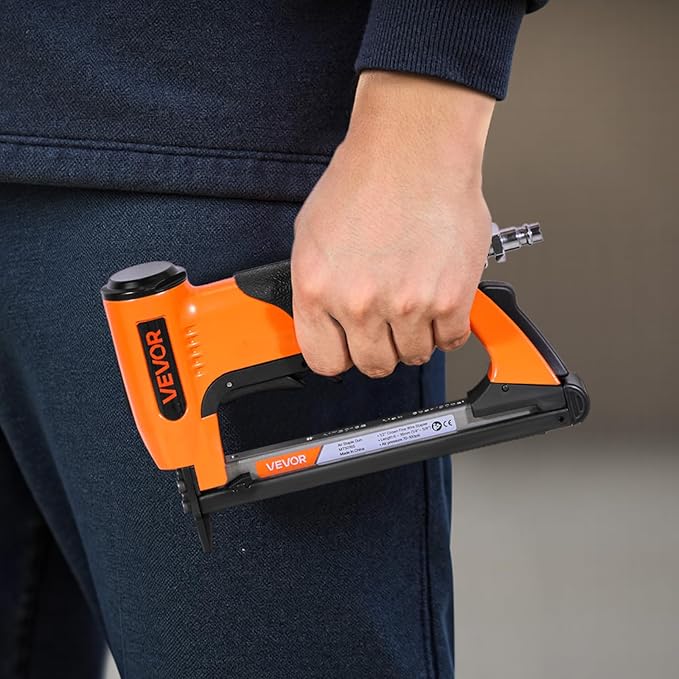 VEVOR Pneumatic Staple Gun, 20 Gauge Air Upholstery Stapler for 50 Series Fine Wire Staples 1/2" Crown 1/4"-5/8" Length, Max 110PCS Loading Air Staple Gun for Upholstering, Woodworking, DIY Projects