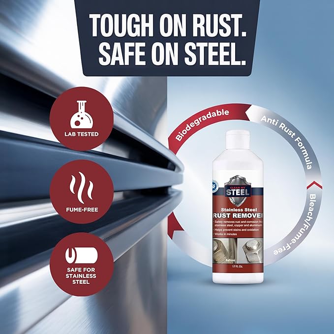 Stainless Steel Rust Remover and Stain Cleaner | NSF Approved | Non-Toxic & Food Safe | Quickly Cleans Commercial Equipment, Appliances, Grills, Sinks, and Tools â€“ 1 liter
