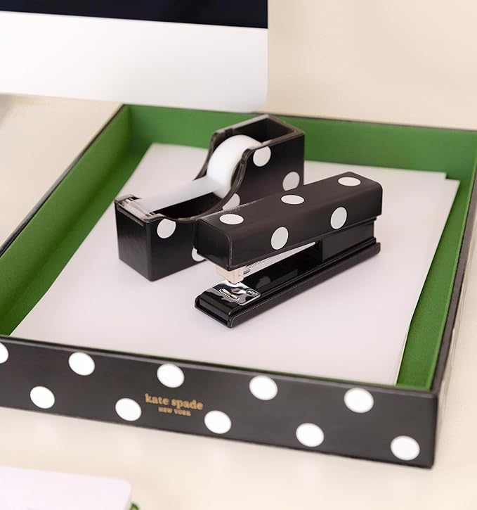 Kate Spade New York Cute Tape Dispenser, Clear Tape Desk Dispenser, Decorative Desk Accessory, Picture Dot