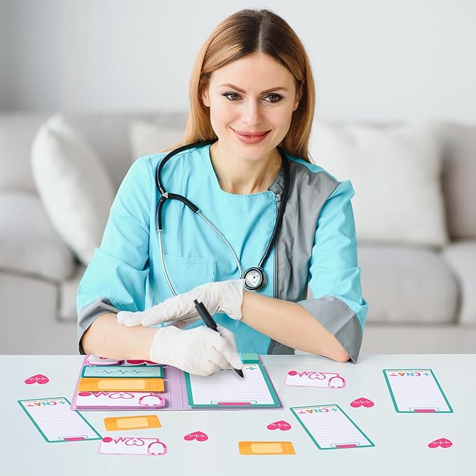 B1ykin Cute Sticky Notes Set - Because Even Nurses Need Heroes Self-Stick Notes Pad, 550 Sheets Writing Memo Pages Sticky Notepad for Teacher Appreciation Gift, School Office Party Supplies (CNA)