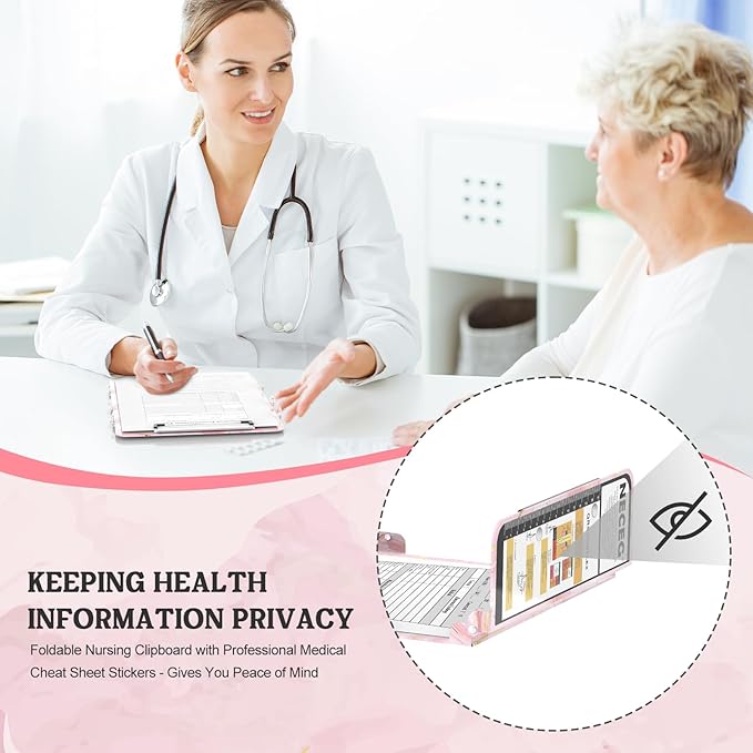 Nursing Clipboard Foldable, Nursing Medical Edition Cheat Sheets Aluminum 4 Layers Nurse Foldable Clipboard, Nursing Pocket Size Pen Clip Pocket Clipboard for Nurses Students School and Doctors