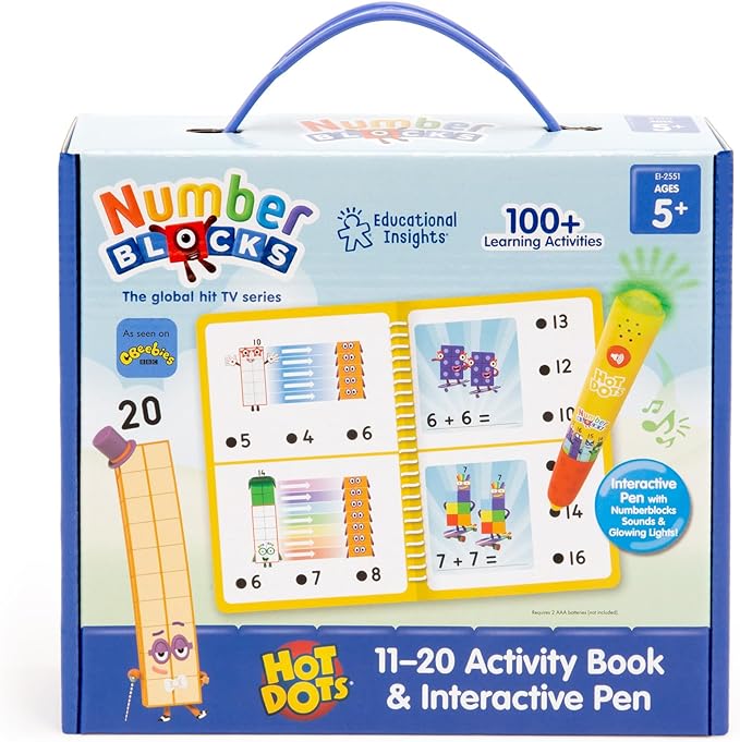 Educational Insights Hot Dots Numberblocks Workbook Numbers 11-20 with Interactive Pen, 60+ Activities, Gift for Kids Ages 5+
