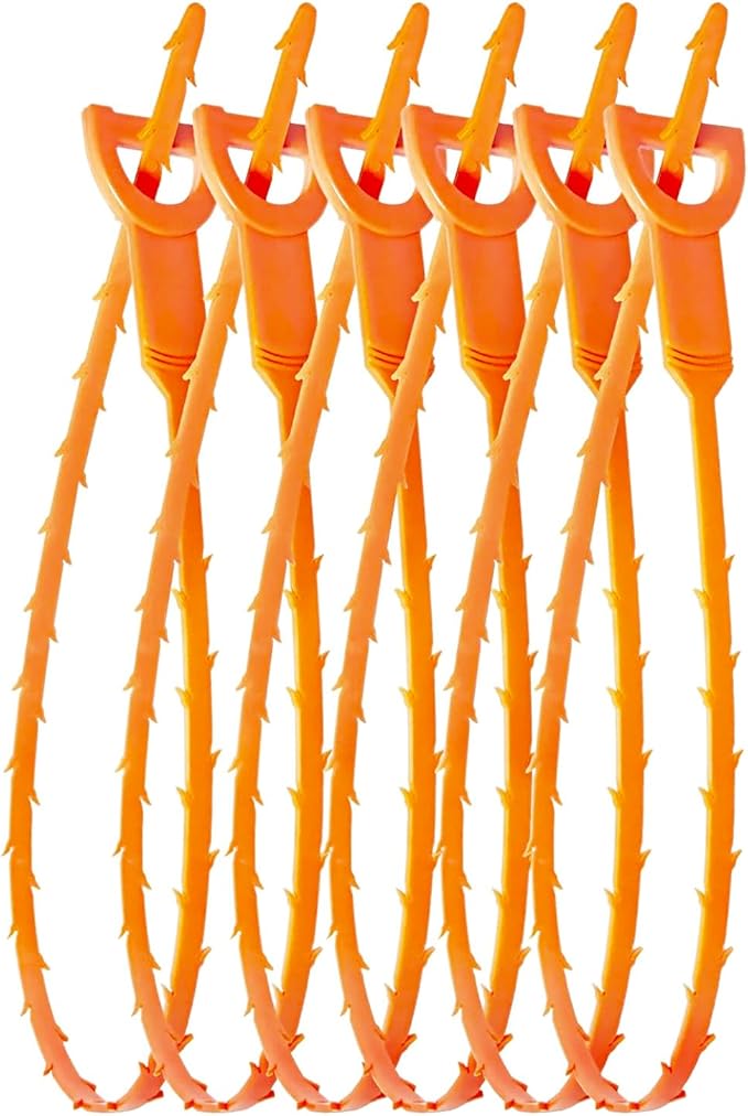 25 Inch Sink Snake Drain Clog Remover Tool,Hair Drain Cleaner Tool, Hair Cather Shower Drain Tool, Drain Auger hair Cleaning Tool for Shower Kitchen Sink Bath Tub Bathroom(6 Pack)