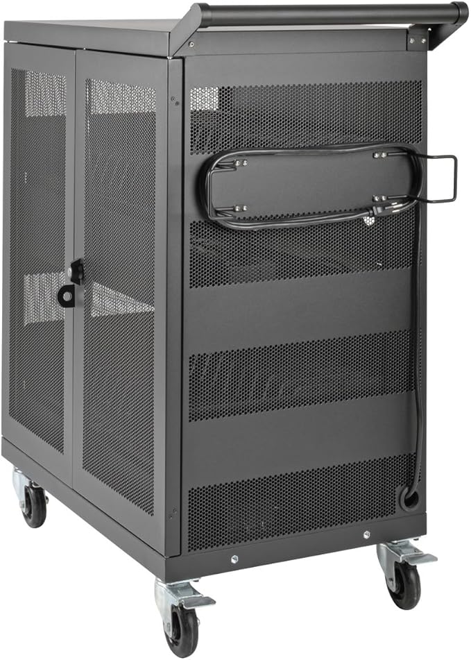 Tripp Lite 32-Port AC Charging Cart Storage Station for Chromebooks, Laptops & Tablets - Secures Devices in Locking, Vented, Wall-mountable Steel Cart - 2-Year Warranty (CSC32AC)
