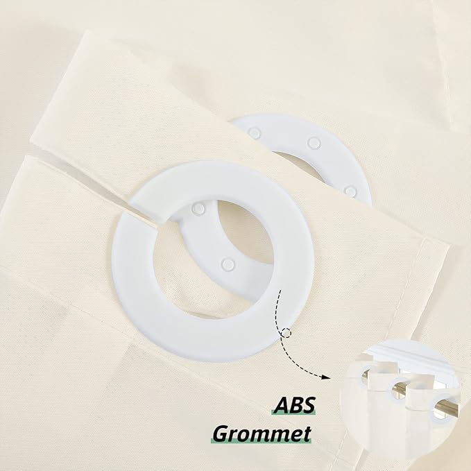 Furlinic Extra Long Shower Curtain 96 Inch Length,No Hook Polyester Fabric Bathroom Curtains,10 Plastic Split Grommets,Waterproof & Machine Washable,Beige,78x96 Inches