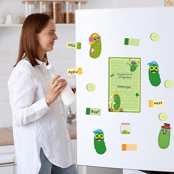 B1ykin Cute Sticky Notes Set - Just A Girl Who Loves Pickles Self-Stick Notes Pad, 550 Sheets Writing Memo Pages Sticky Notepad for Teacher Appreciation Gifts, School Office Supplies (New Pickles)