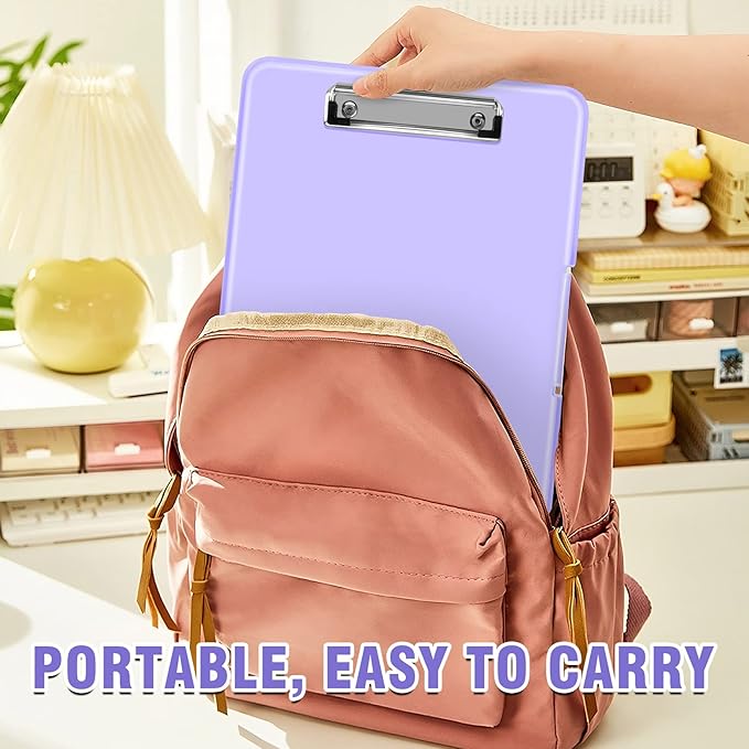 ANZNKU Clipboards with Storage, 13x9.6 Storage Clipboard Foldable for Teachers & Nurse Essentials, Clipboards with Pen Holder, Work Desk Paper Organizer, School & Office Supplies for Women(Purple)