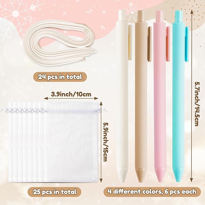 Xqumoi Winter Hot Cocoa Sticky Notes with Pen Gift Set - 24 Set Christmas Coffee Self Sticky Writing Memo Pads Ballpoint Pens with Mesh Bag Party Favors School Classroom Rewards Office Supplies